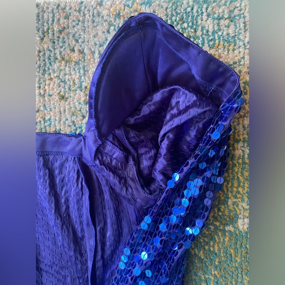 Vintage 90s Niteline Della Roufogali blue sequined  cocktail dress, size 6 - Picture 14 of 16